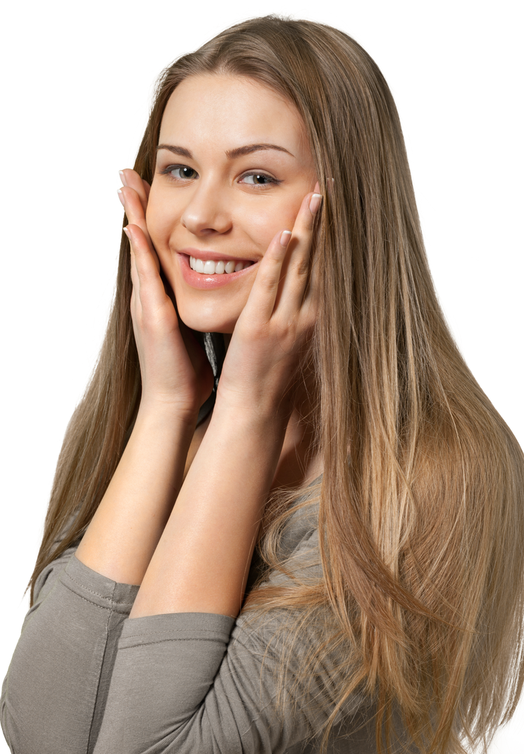 Happy Young Woman Portrait Isolated on White Background